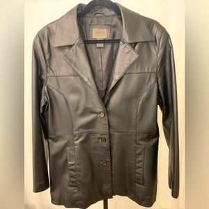 Black Leather Blazer Jacket
